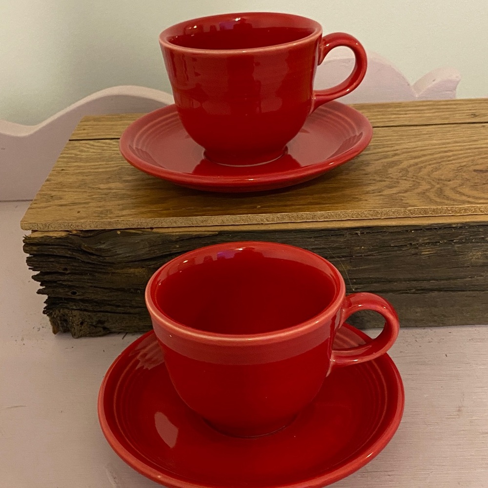 Fiesta saucer and coffee cup, no chips or cracks